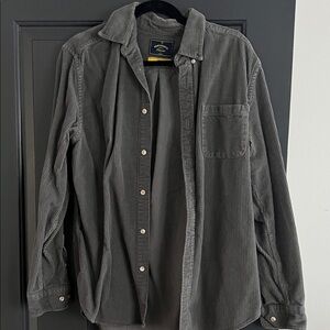 Portuguese flannel  Charcoal Corduroy Button-Down Shirt
